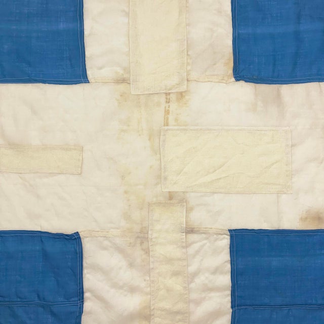 Mid 20th Century Oversize Vintage Wool Sewn Flag of Quebec, French Canada For Sale - Image 5 of 6