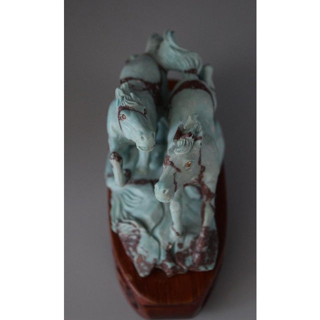 Green Two Horses Playing & Running Wildly and Chasing Each Other, 1960 For Sale - Image 8 of 18