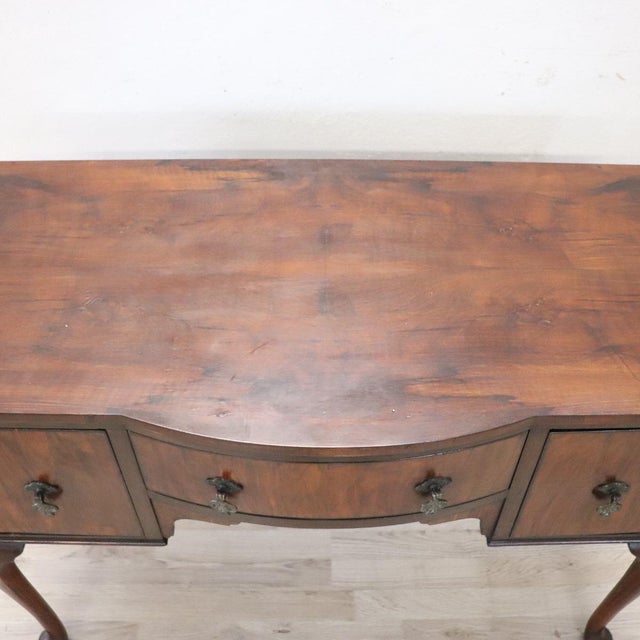 Walnut Veneer Writing Desk, 1900s For Sale - Image 9 of 12