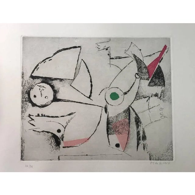 Hand signed. Edition of 75 prints. This etching is from the portfolio ''Marino to Stravinsky'' published in 1972. Marino...