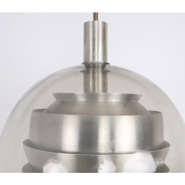 Mid-Century Modern Doria Layered Pendant Lamp in Smoked Glass and Aluminium from Doria Leuchten, 1960s For Sale - Image 3 of 11