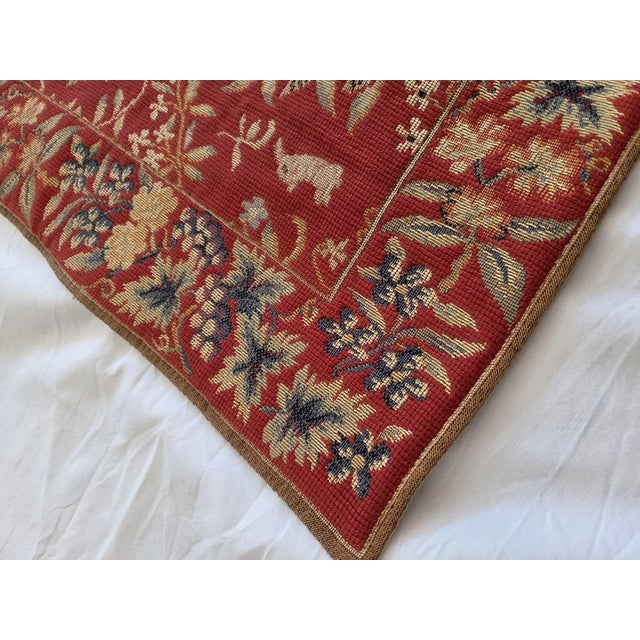Vintage French Point Des Muerins Medieval Lady and Unicorn Reproduction Jaquard Tapestry For Sale - Image 4 of 6