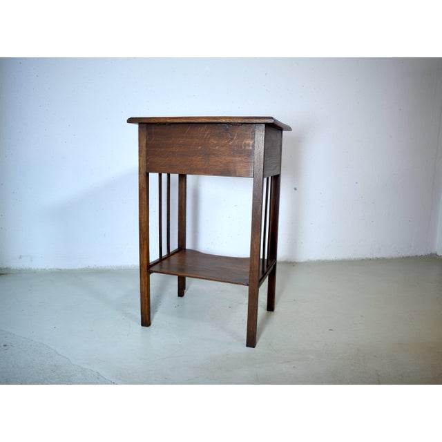 Antique Art Nouveau Side Table in Oak, 1910 For Sale - Image 10 of 12