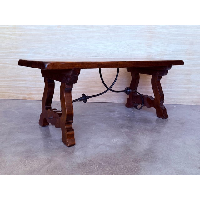 Early 20th Century Spanish rectangular coffee table with lyre Legs For Sale In Miami - Image 6 of 18