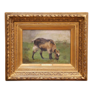 19th Century Belgian Animal Oil Painting in Gilt Frame Signed Paul H. Schouten