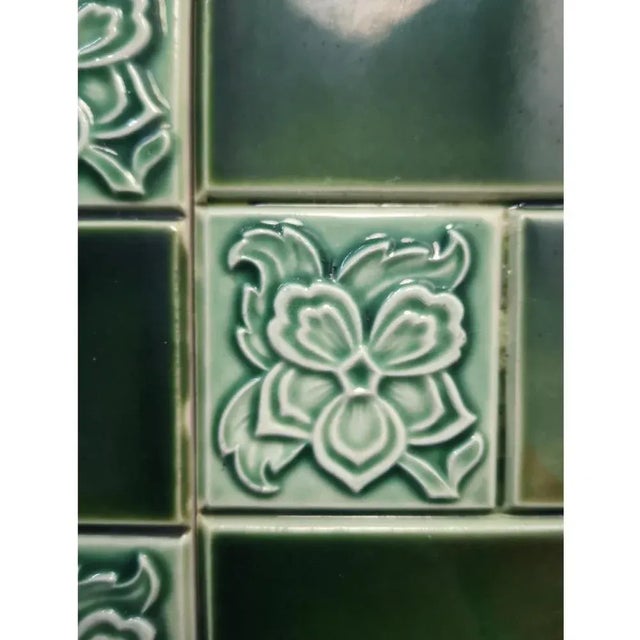 Large Antique Belgian Glazed Relief Tile, 1900 For Sale - Image 9 of 11