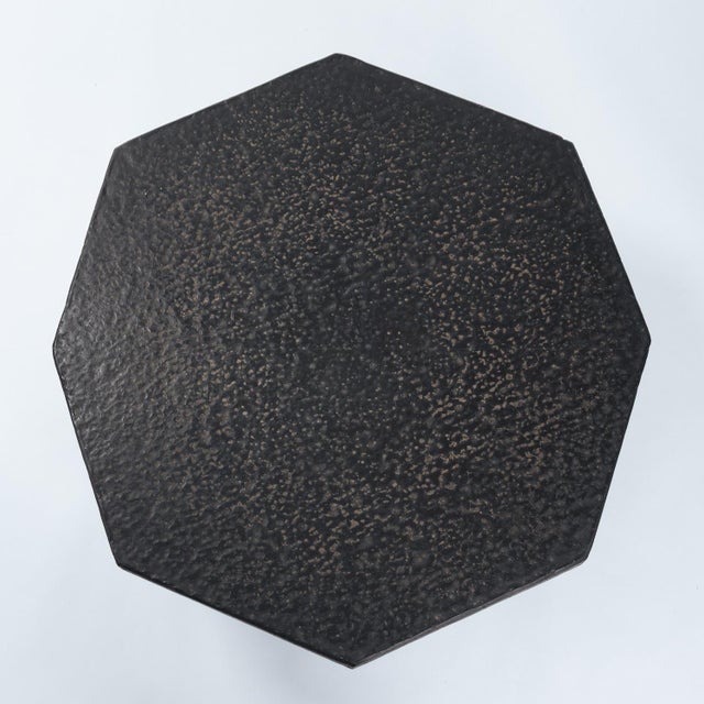 Brutalist Octagonal Coffee Table in Black Stone-Look Resin, 1970s For Sale - Image 14 of 17