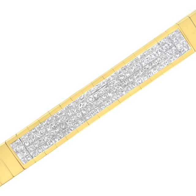 Haus of Brilliance 14K Yellow Gold 3 5/8 cttw Invisible Set Princess-Cut Diamond ID Tennis Bracelet - Size 7" For Sale - Image 4 of 7