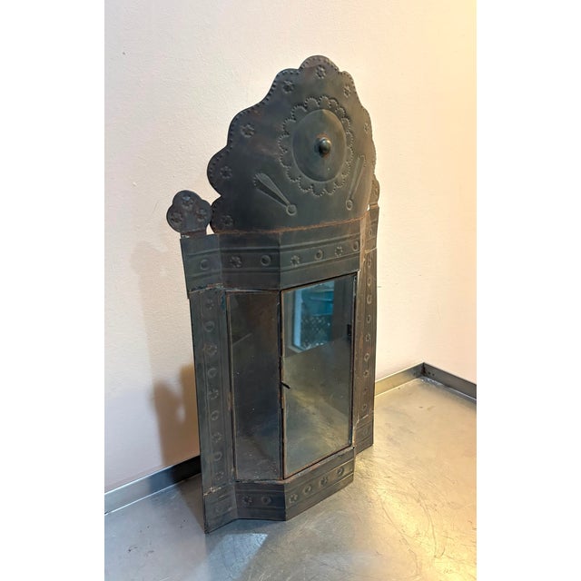Mexican Midcentury Punched Tin Shadow Box / Wall Sconce For Sale - Image 4 of 5