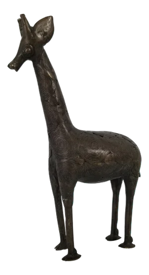 Vintage Handmade Giraffe Bronze Sculpture