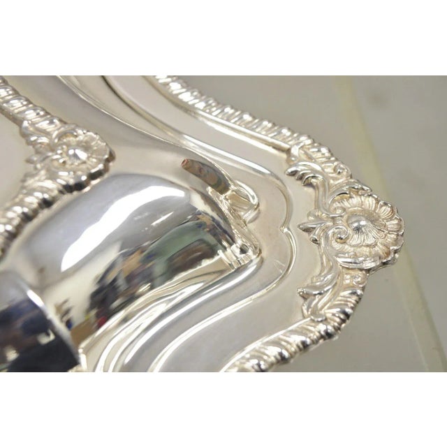Metal Early 20th Century Silver Plated Victorian Scalloped Edge Lidded Vegetable Serving Platter Dish For Sale - Image 7 of 13