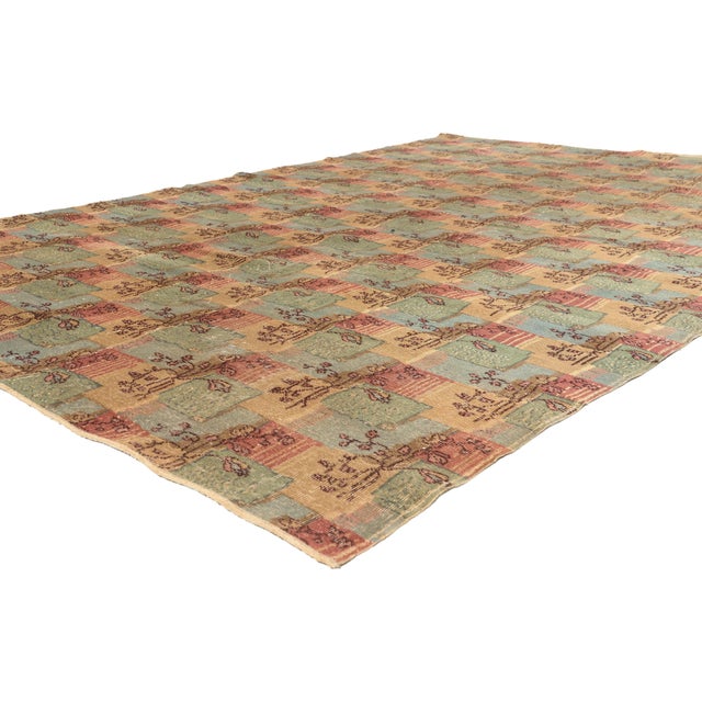 52574 Vintage Turkish Sivas Rug, 06'08 x 10'02. The Collector’s Mosaic: A Vintage Turkish Sivas Masterpiece of Modernist...