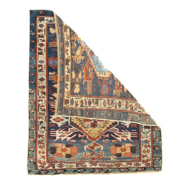 Antique Caucasian Kuba Rug 3'0" x 3'5''. Azeri Turks inhabit the Kuba area of the central west Caspian Caucasus and weave...