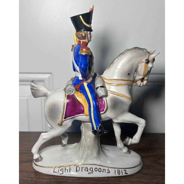 Up for sale is a 1918-1920 German Sitzendorf Porcelain Light Dragoons 1812 Military Officer on Horseback Figurine! It...