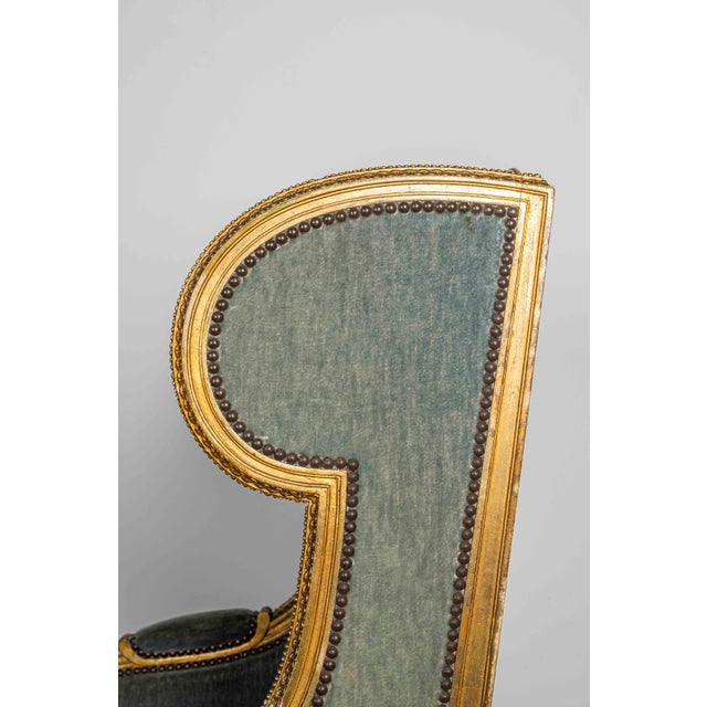 French Louis XVI Giltwood Wing Chair For Sale - Image 5 of 18