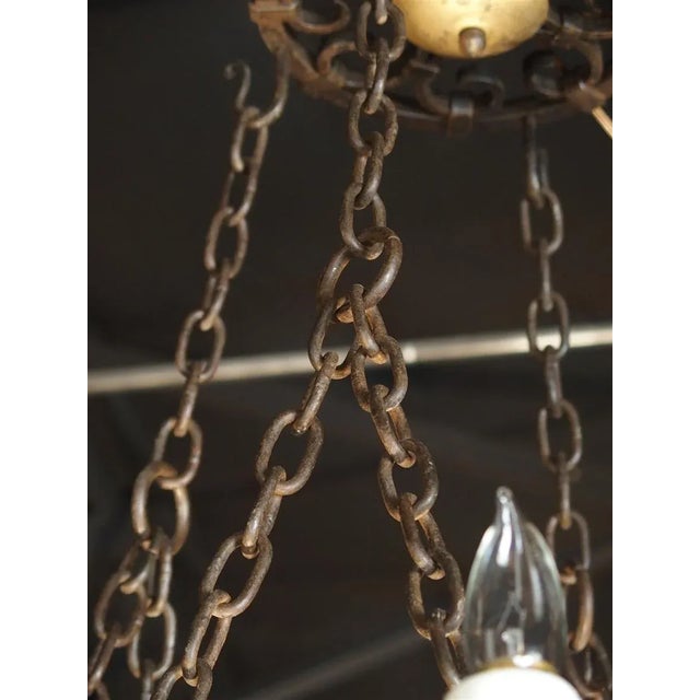 Early 20th Century Early 20th Century Round Cast Iron Antique Chandelier For Sale - Image 5 of 12