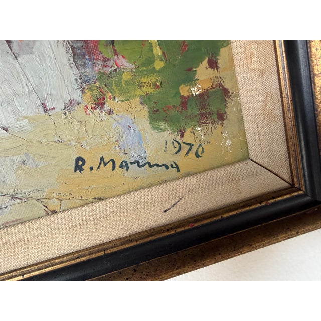 1970 Rodolfo Marma Italian Impressionist Landscape Oil on Board Painting – “L’Arno a Rovezzano,” Florence, Italy, Framed For Sale - Image 11 of 12