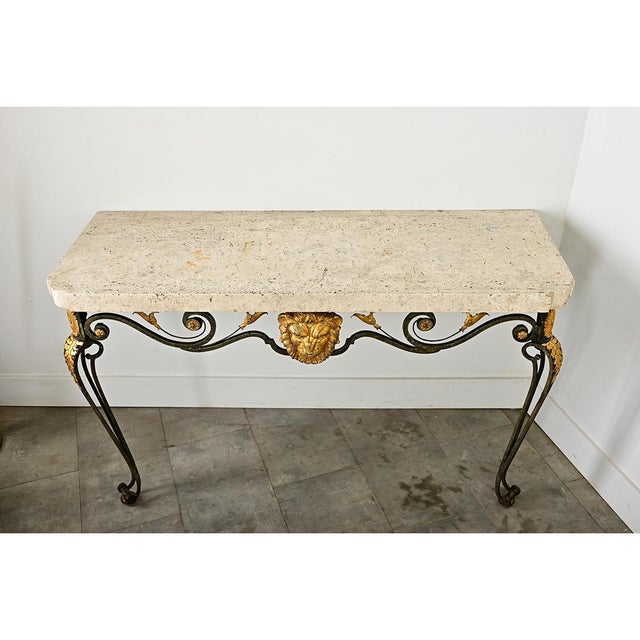 French 19th Century Parcel Gilt Wall-Mounting Iron Console For Sale - Image 4 of 11