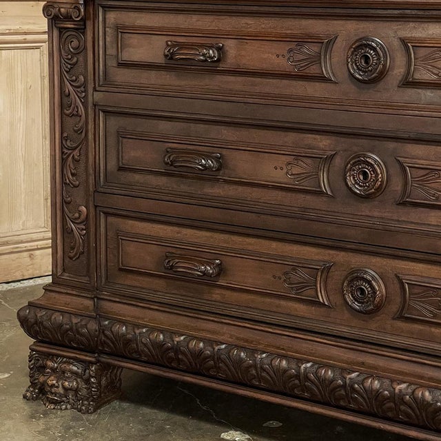 Antique Italian Renaissance Revival Walnut Nero Portoro Marble Top Commode For Sale - Image 12 of 18