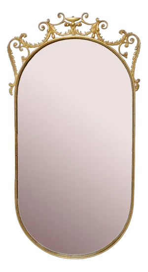 Large Mid-Century Italian Brass Mirror, Italy, 1960s