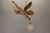 French Art Nouveau pendant light featuring a carved linden wood cherub with gilded wings and a frosted glass shade. This...