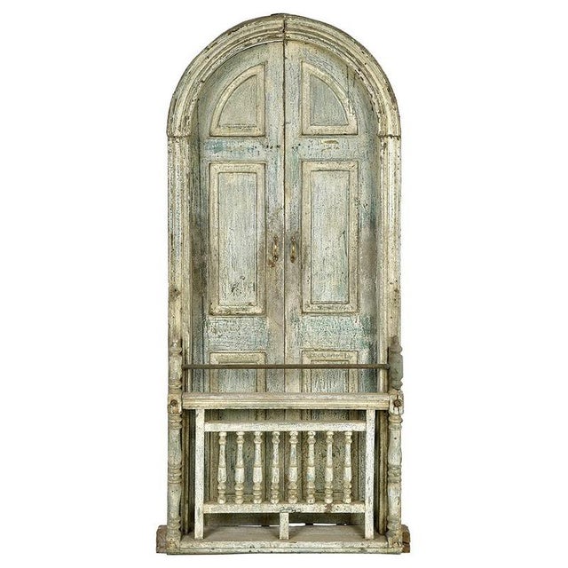 Indian Door in Patinated Solid Wood with Balustrade For Sale - Image 10 of 10