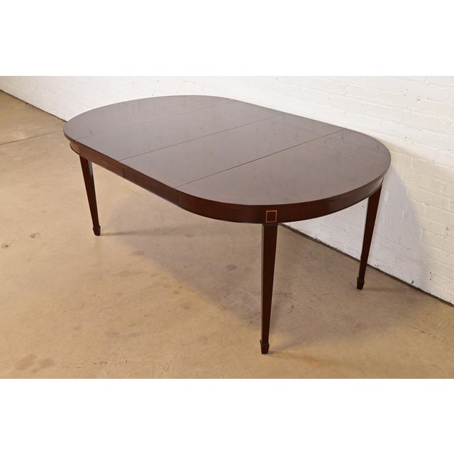 Kindel Furniture Federal Inlaid Mahogany Extension Dining Table For Sale - Image 9 of 9