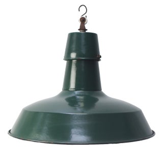 Vintage Industrial French Petrol Green Enamel Factory Pendant Light from Sammode, France For Sale