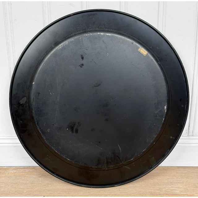 Black Mid-Century Florida Regency Flamingo Metal Round Serving Tray Wall Art - 19" For Sale - Image 8 of 9