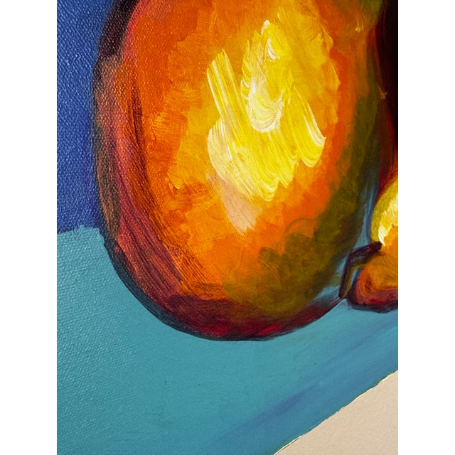 Textile Late 20th Century Expressionism Still Life "Pears" Original Oil Painting on Canvas For Sale - Image 7 of 12