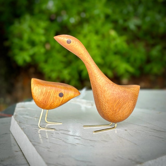Mid Century Modern style Happy Bird Couple featuring the original Short Happy Bird with its Tall Happy Bird partner....