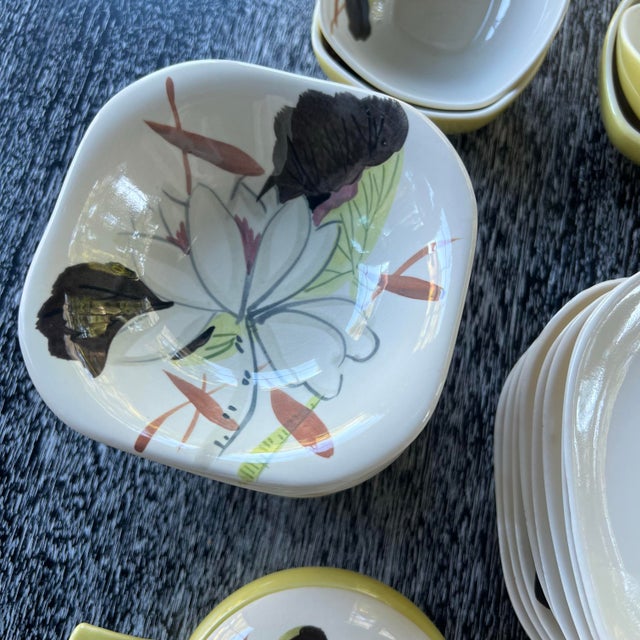Beautiful collection of Red Wing Pottery Lotus Bronze dining. Lotus Pattern- part of the Concord dinnerware line-...