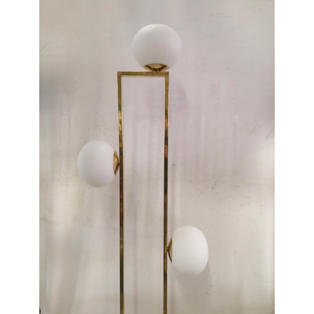 Metal Vintage Brass and Glass Floor Lamp, 2000 For Sale - Image 7 of 10