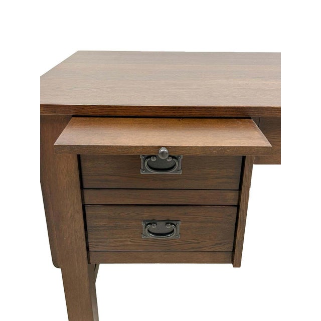 2020s Preorder Mission Quarter Sawn Oak 5 Drawer Desk - Walnut For Sale - Image 5 of 11