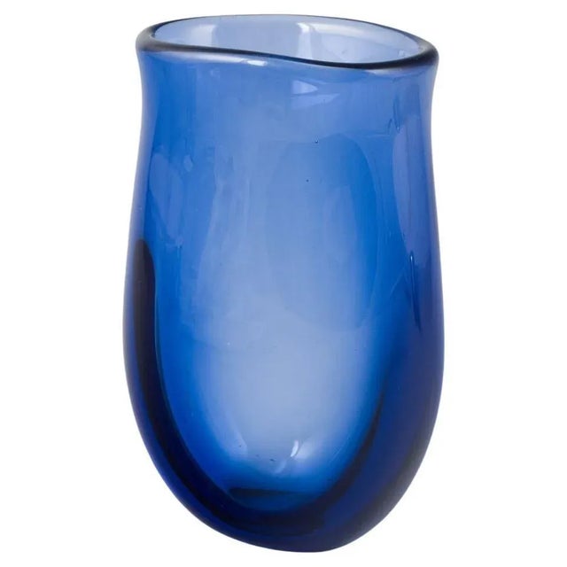 1960s Blue Art Glass Vase by Per Lütken for Holmegaard, 1960s For Sale - Image 5 of 5