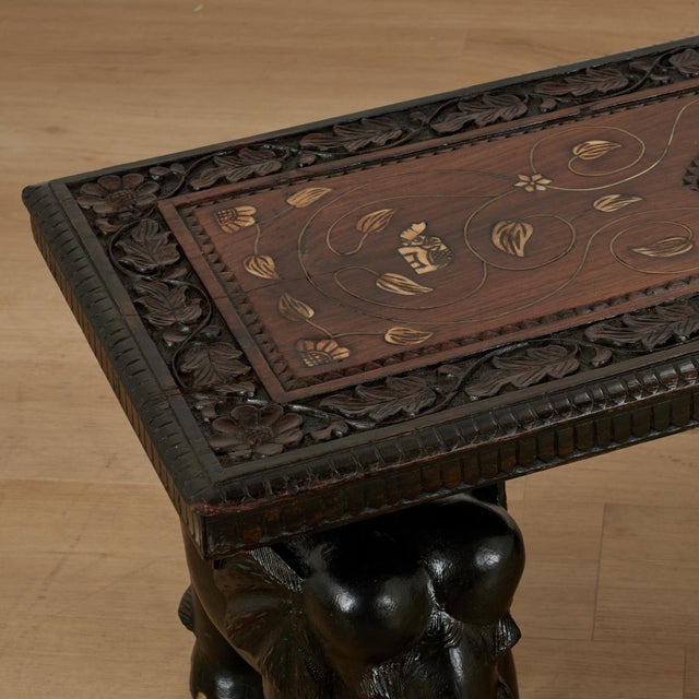 Antique Anglo Indian Coffee or Low Table With Elephants For Sale In West Palm - Image 6 of 12