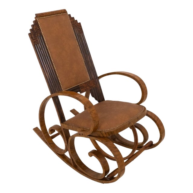 Vintage Art Deco Rocking Chair, Poland, 1930s For Sale