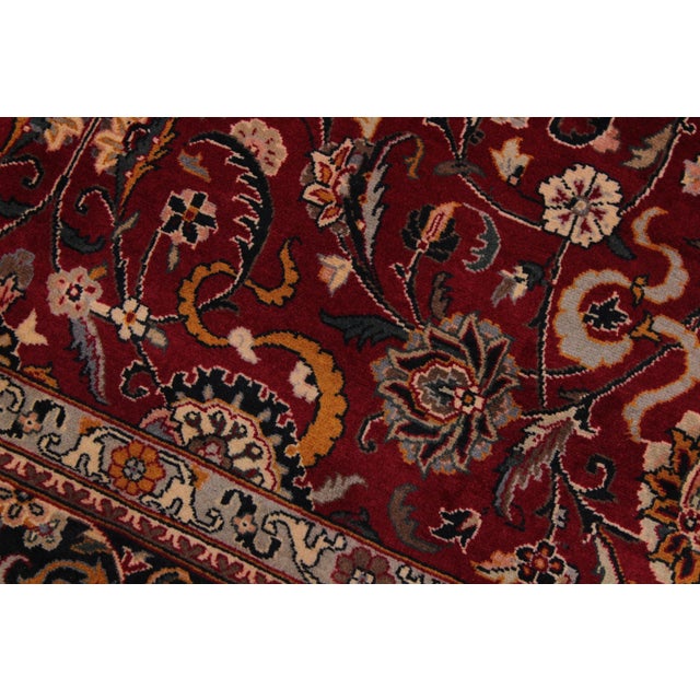 Shabby Chic Floral 1990's Pak-Persian Red/Black Wool Rug - 6'2'' X 9'0'' For Sale In New York - Image 6 of 9
