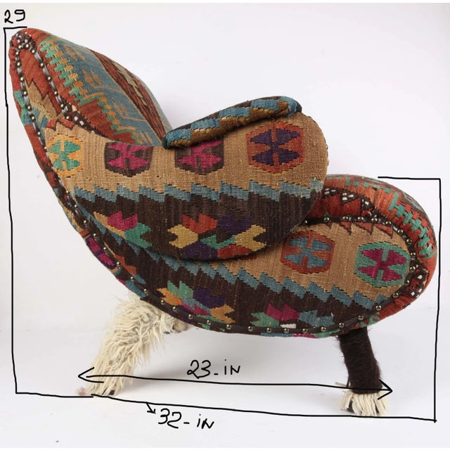 Bergere Armchair Upholstery With Antique Kilim For Sale - Image 11 of 12