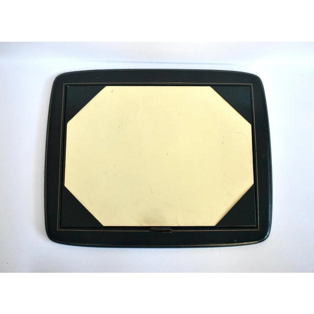 Mid 20th Century Vintage Italian Green Leather Desk Set - Document Holder, Ashtray, and Letter Holder For Sale - Image 5 of 13