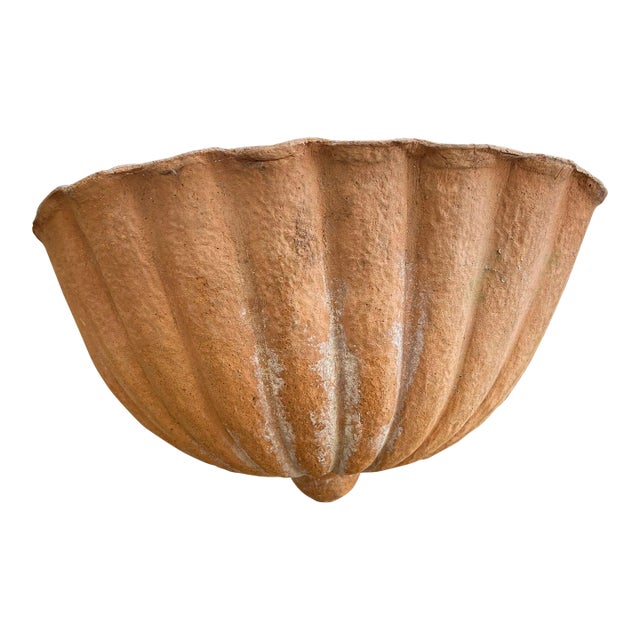 Vintage Italian Terracotta Wall Pocket Vase For Sale