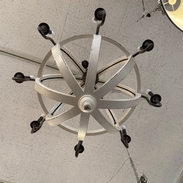 Rustic European Port & Manor Distressed Globe 8 Light Chandelier For Sale - Image 3 of 12