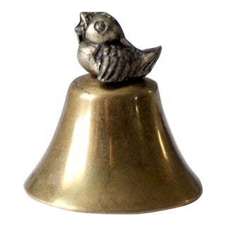 Vintage Brass Bell With Bird Finial For Sale