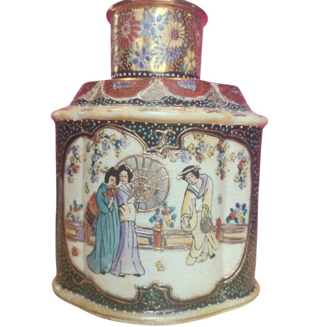 Mid 19th Century Antique Satsuma Tea Caddy For Sale - Image 5 of 12