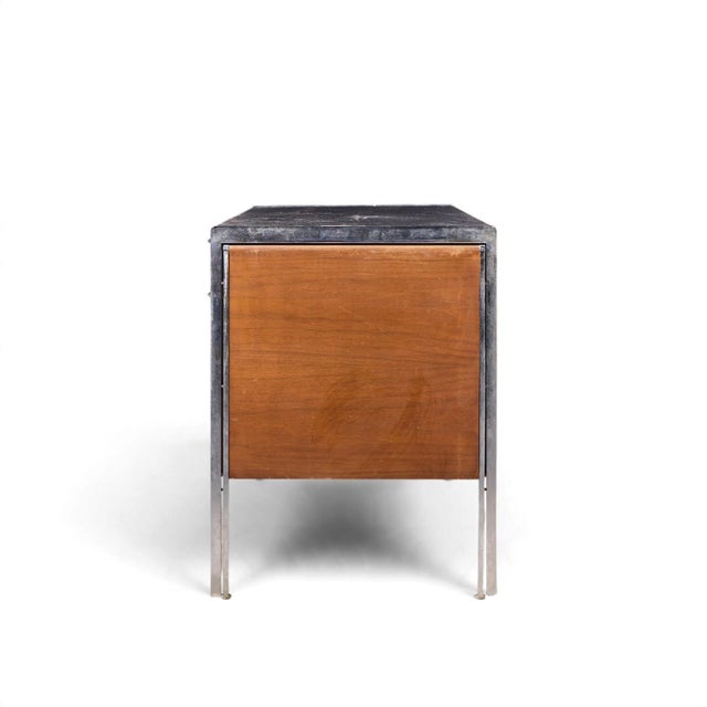 Stow & Davis Stow & Davis Mid Century Walnut, Leather and Chrome Credenza For Sale - Image 4 of 11