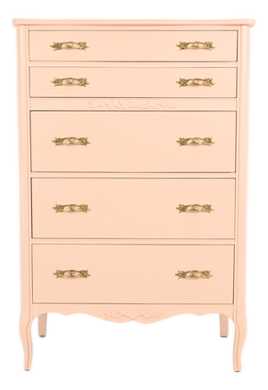 West Michigan Furniture French Provincial Louix XV Style Pink Highboy Dresser | Newly Refinished