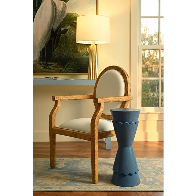 Brand new special order item. Not vintage. Elevate your living space with the Vivienne Steel Blue Stained Oak Drink Table,...