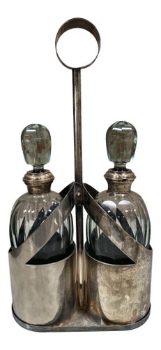 1950s Vintage Decanter Set With Caddy- 3 Pieces