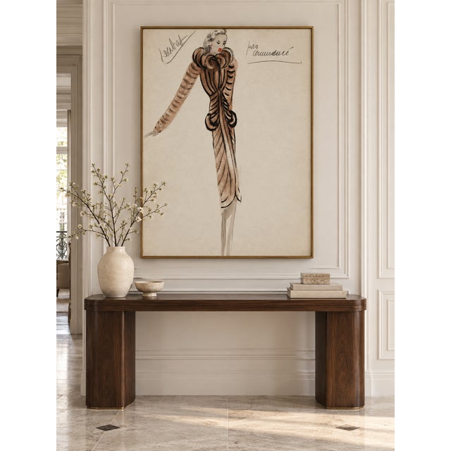 Art Deco Vintage French Fashion Art Print – Brown Art Deco Illustration, 30" X 40" For Sale - Image 3 of 8