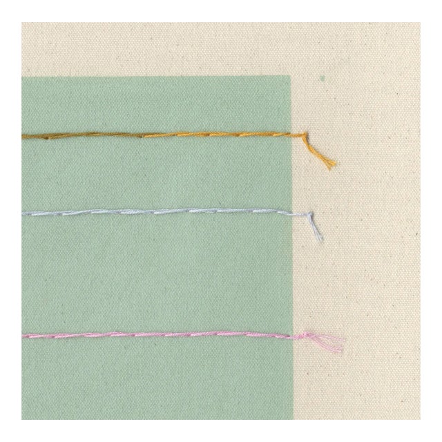 'Bright Sage With Olive Line' Geometric Sage Green Print by Emily Keating Snyder Print itself is 36 x 36 in. and framed in...